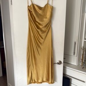 Dress Forum Gold Spaghetti Strap Slip Midi Dress